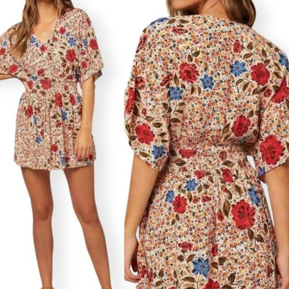 O'Neill amaze Floral shorts and wide sleeve Jumpsuit romper - Picture 2 of 13